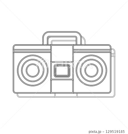 Outlined boombox stereo. Vector 129519185