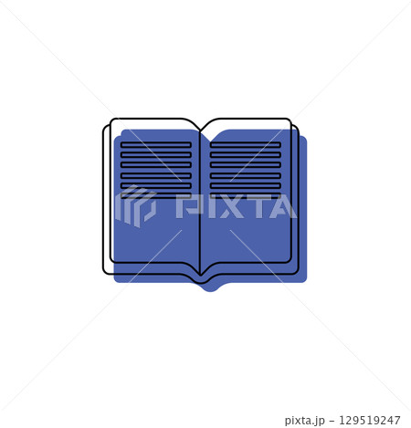 Blue open book outline. Vector 129519247