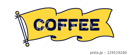 Coffee. Flag ribbon template. Vintage ribbon flag, text Coffee. Graphic retro flag, ribbon, poster banner. Retro style ribbon banner Coffee. Vector Illustration Coffee. Flag ribbon template. Vintage ribbon flag, text Coffee. Graphic retro flag, ribbon, poster banner. Retro style ribbon banner Coffee. Vector Illustration 129519280