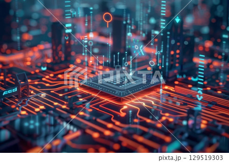 Ai concept, ai on blurred neon glowing background. 129519303