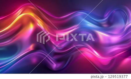 3D Cover. Abstract fluid iridescent holographic neon curved wave in motion colorful background. 3D Cover. Abstract fluid iridescent holographic neon curved wave in motion colorful background. 129519377