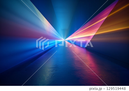 An Artistic and Abstract Representation of Light Rays in a Bright and Colorful Corridor Filled with Vivid Imagery An Artistic and Abstract Representation of Light Rays in a Bright and Colorful Corridor Filled with Vivid Imagery 129519448