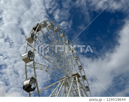 Ferris wheel on the background of blue sky in summer. High quality photo Ferris wheel on the background of blue sky in summer. High quality photo 129519644