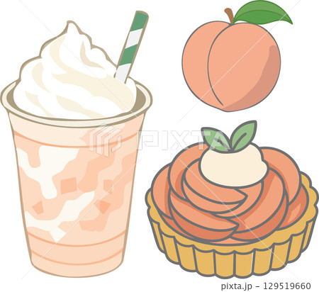 おしゃれなカフェのピーチフラペチーノ タルト 桃 おしゃれなカフェのピーチフラペチーノ タルト 桃 129519660