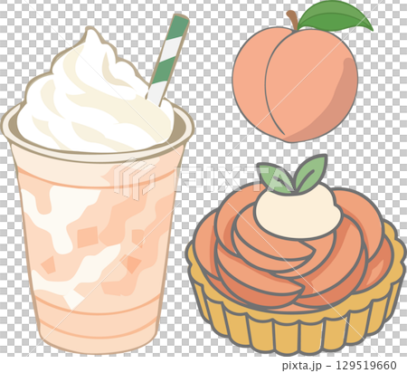 おしゃれなカフェのピーチフラペチーノ タルト 桃 おしゃれなカフェのピーチフラペチーノ タルト 桃 129519660