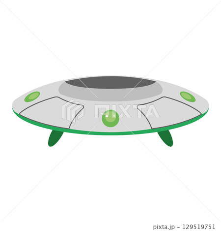 Green UFO flying saucer. Vector 129519751