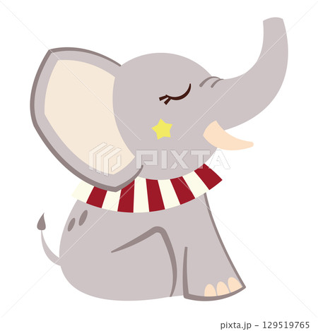 Grey circus elephant. Vector 129519765