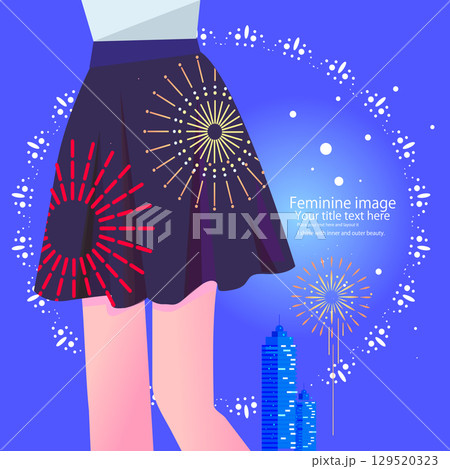花火, スカート, 高層ビル, ミニスカート, 女性 129520323