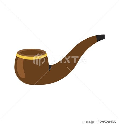 Curved wooden smoking pipe. Vector 129520433