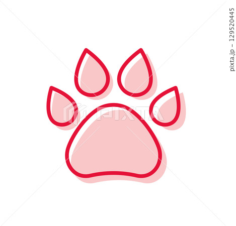 Pink paw print icon. Vector Pink paw print icon. Vector 129520445