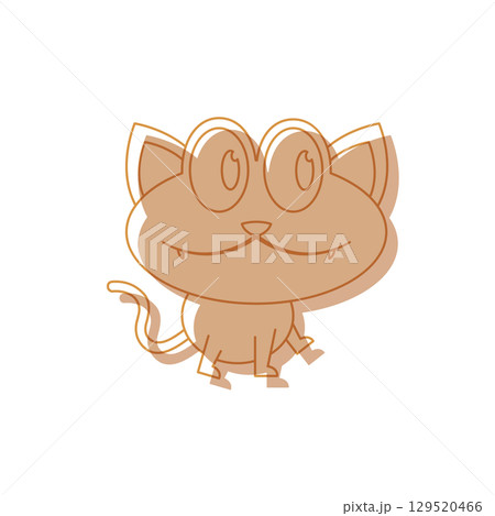 Walking cat cartoon face. Vector Walking cat cartoon face. Vector 129520466