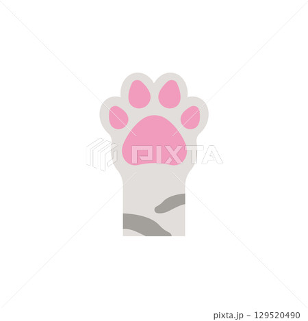 Pink cat paw raised up. Vector Pink cat paw raised up. Vector 129520490