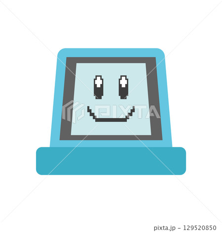 Blue Retro Computer Screen. Vector 129520850
