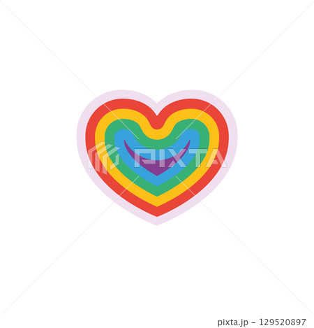Concentric rainbow heart design. Vector 129520897