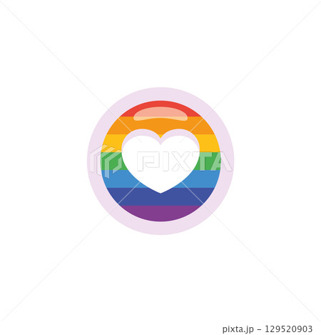 Rainbow heart in circle. Vector 129520903
