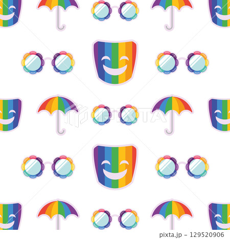 Rainbow Accessories Pattern. Vector 129520906
