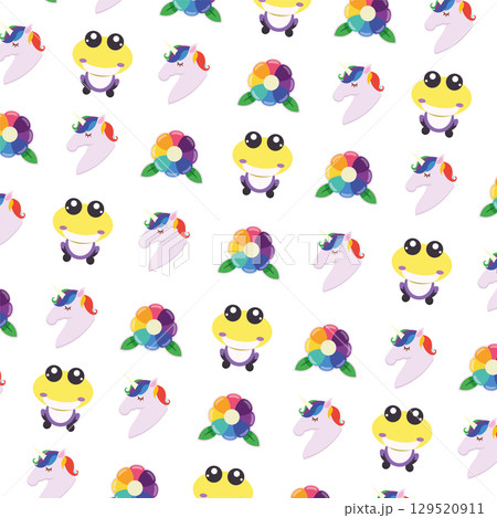 Cute Pride Characters Pattern. Vector 129520911