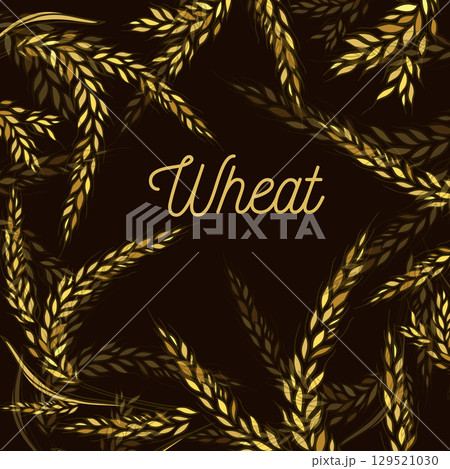 Wheat frame abstraction on a dark background. hand drawn. Not AI, Vector illustration 129521030