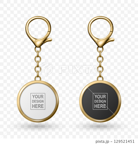 Vector Keychain Icon Set, Isolated. Realistic Round Keychain Design for Branding. Blank Keychain Mockup for Logo. Luxury Metallic Keychain Template for Custom Accessory Design Vector Keychain Icon Set, Isolated. Realistic Round Keychain Design for Branding. Blank Keychain Mockup for Logo. Luxury Metallic Keychain Template for Custom Accessory Design 129521451