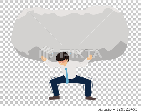 一位商人搬運沉重石頭的插圖 129521463
