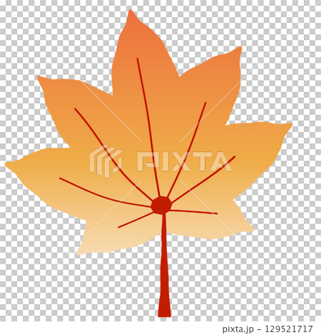 黄色とオレンジのグラデーションが柔らかく彩るもみじのイラスト素材(背景透過PNG) 黄色とオレンジのグラデーションが柔らかく彩るもみじのイラスト素材(背景透過PNG) 129521717