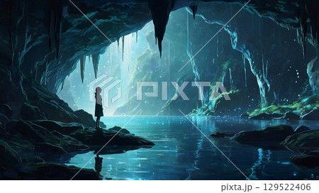 静寂に包まれた幻想世界 ― 青の洞窟が誘う光と影の旅 129522406