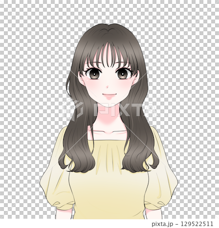 微笑的女人的上半身插圖 129522511