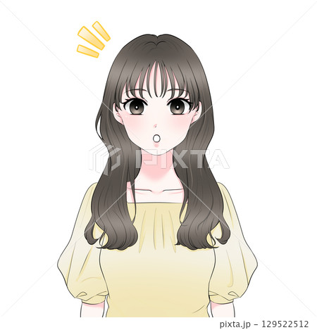 発見する女性の上半身イラスト 129522512