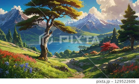 心がふわりとほどける　広がる空と光の幻想デジタル絶景 129522606