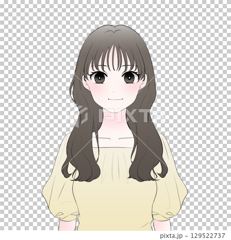 Simple illustration of a smiling woman's upper body Simple illustration of a smiling woman's upper body 129522737