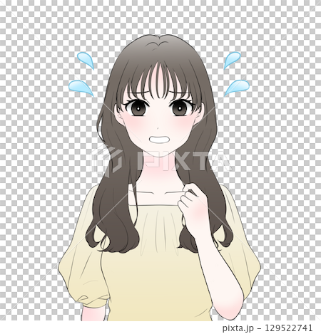 焦慮的女人上半身的簡單說明 129522741