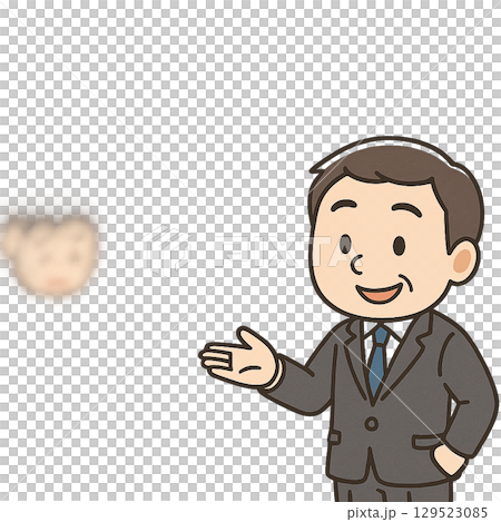 一位資深男員工微笑著幫助犯錯的初級同事的插圖 129523085