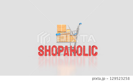 The Shopping Cart and Box for shopaholic concept 3d Rendering. The Shopping Cart and Box for shopaholic concept 3d Rendering. 129523258