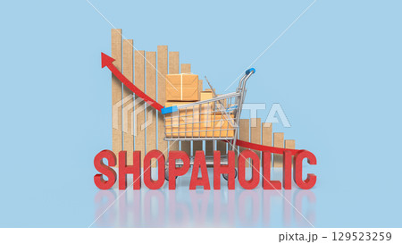 The Shopping Cart and Box for shopaholic concept 3d Rendering. The Shopping Cart and Box for shopaholic concept 3d Rendering. 129523259