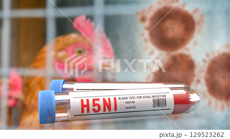 The Blood Tube for avian influenza or bird flu concept 3d Rendering. 129523262