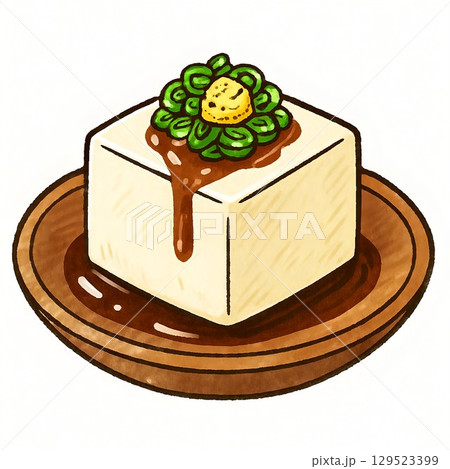 冷ややっこの漫画風アイコンイラスト 129523399