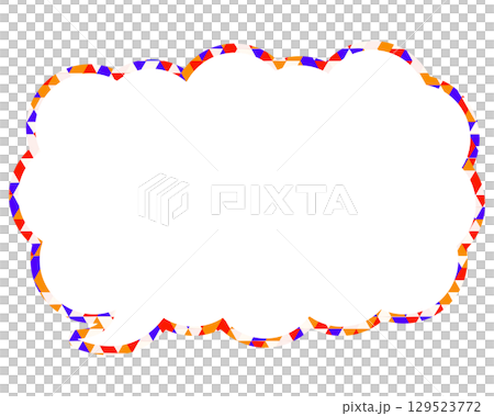 Stained glass style speech bubble, triangular pattern, elongated cloud shape Stained glass style speech bubble, triangular pattern, elongated cloud shape 129523772