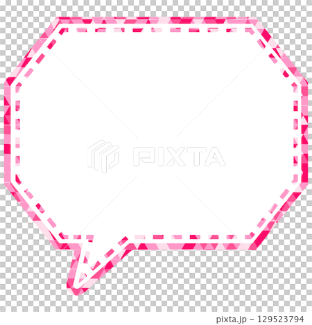 ステンドグラス風吹き出し 三角形模様 角のある八角形 ステンドグラス風吹き出し 三角形模様 角のある八角形 129523794