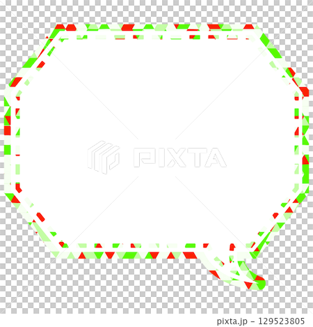 Stained glass style speech bubble, triangular pattern, octagonal shape with corners 129523805