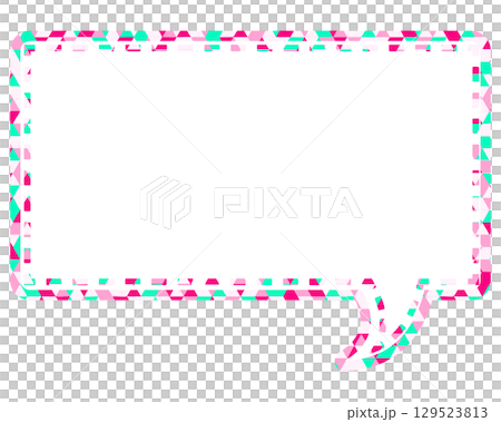 Stained glass style speech bubble, triangle pattern, square Stained glass style speech bubble, triangle pattern, square 129523813