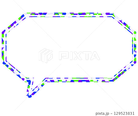 ステンドグラス風吹き出し　三角形模様　細長い八角形 129523831