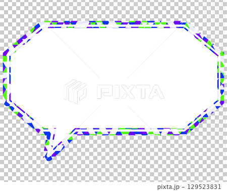 ステンドグラス風吹き出し　三角形模様　細長い八角形 129523831