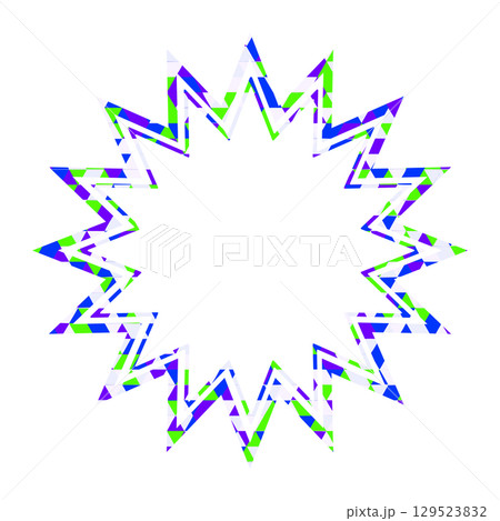 ステンドグラス風吹き出し　三角形模様　ギザギザした形 129523832