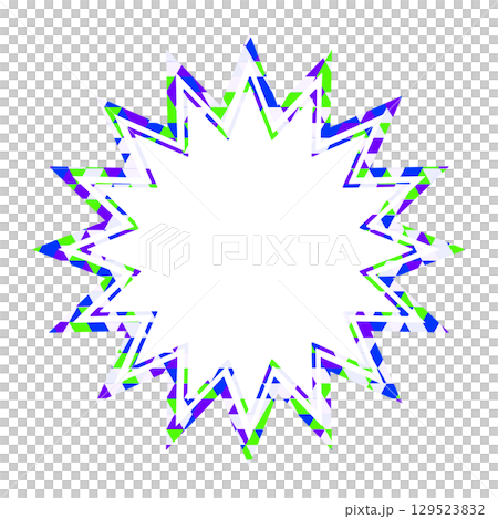 ステンドグラス風吹き出し　三角形模様　ギザギザした形 129523832