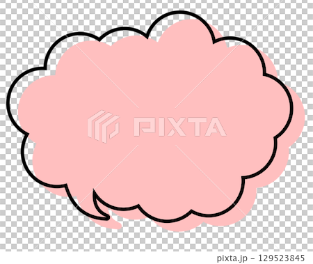 A simple speech bubble with misaligned lines and a rounded cloud shape 129523845
