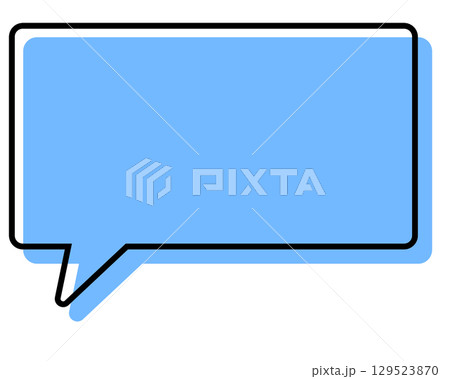 シンプルな線がずれた吹き出し　四角形 129523870