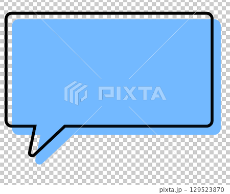 シンプルな線がずれた吹き出し　四角形 129523870