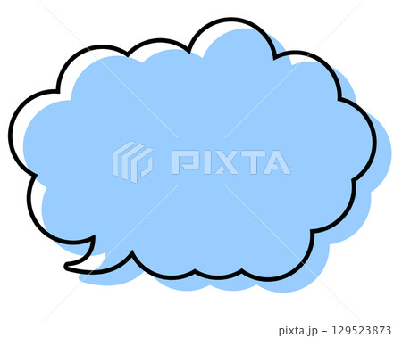 シンプルな線がずれた吹き出し　丸みのある雲形 129523873