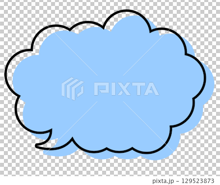 A simple speech bubble with misaligned lines and a rounded cloud shape 129523873