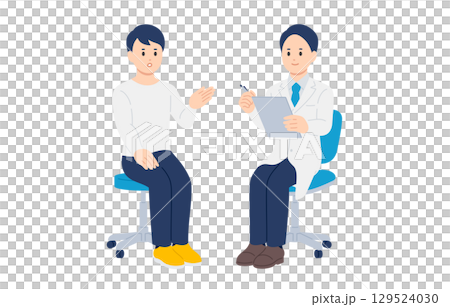 男醫生和男病人的訪談[人物向量插圖素材] 129524030